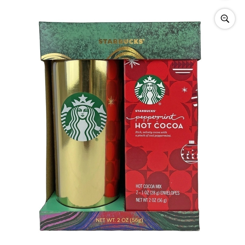 Starbucks Gold Tumbler Peppermint Hot Cocoa Holiday 2023